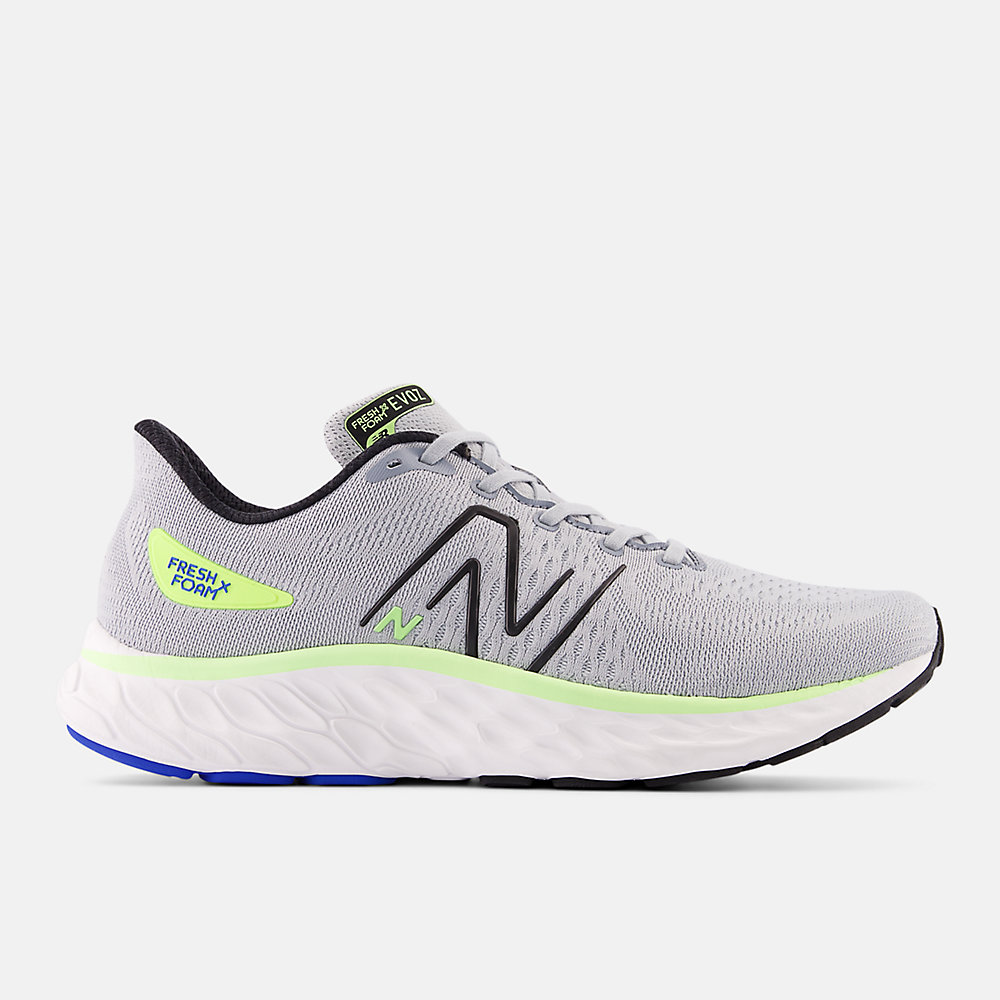 New Balance Fresh Foam X EVOZ v3 Shoes Aluminum Grey with Black and Bleached Lime Glo